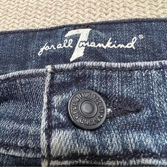 7 For All Man Kind Denim Jean Mini Skirt Sunburst Crystal Embellished Pockets 29 - Picture 3 of 12